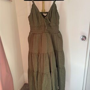Torrid Olive Tiered Midi Dress
